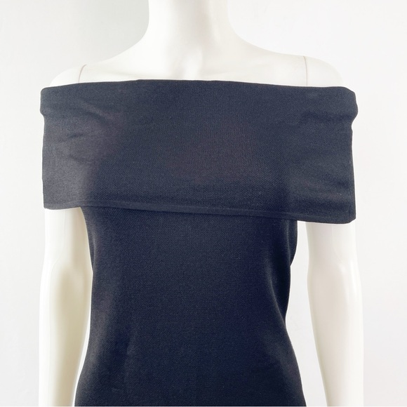 Club Monaco Sheath Dress Black Off The Shoulder Knit Size S - Picture 2 of 11
